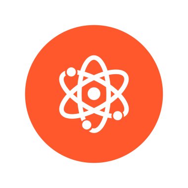 Atom işareti simgesi. Atom bölümü simgesi. Düz tasarım stili.