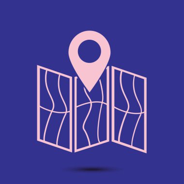 harita ve PIN, vektör çizim basit simgesi