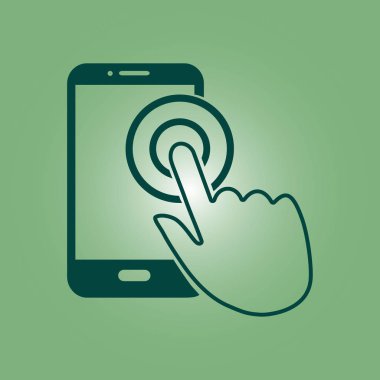 Dokunmatik ekran smartphone işareti simgesi. El işaretçi simgesi. Düz tasarım stili. Vektör Eps 10.
