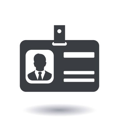 Kimlik kartı simgesi. Konferans katılımcı rozeti. Düz tasarım stili. 