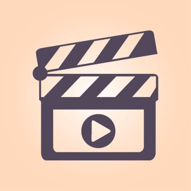 Film yapımcısı clapper kurulu simgesi. Düz tasarım stili.