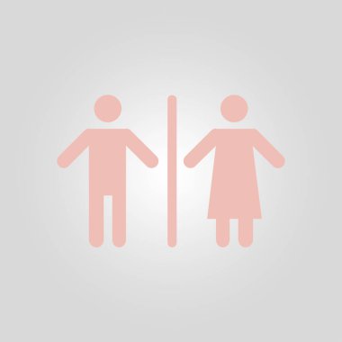 WC işareti simgesi. Erkek ve kadın tuvalet. Düz tasarım.