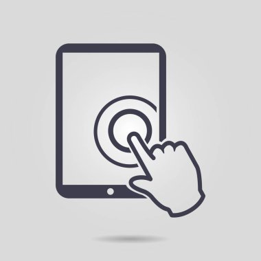 Değmek perde tablet Pc işareti simgesi. El işaretçi simgesi. 