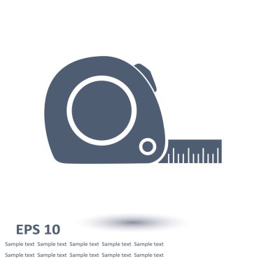 Mezura simgesi. Rulet inşaat sembolü. Boyutları ve ölçüleri. Bir kesim kartı oluşturma.