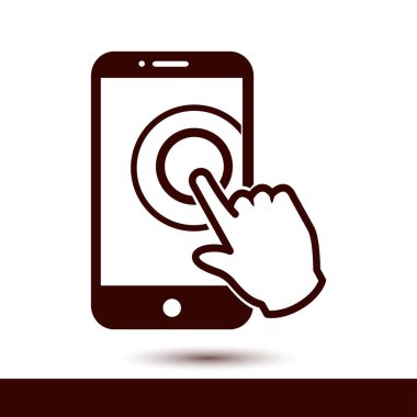 Dokunmatik ekran smartphone işareti simgesi. El işaretçi simgesi. Düz tasarım stili. Vektör Eps 10.