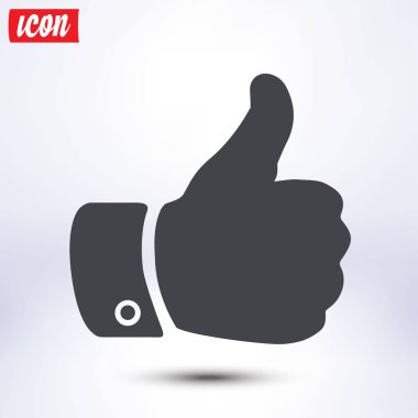 Simge gibi. El parmak tabela. Sembol başparmak. Düz tasarım stili. 