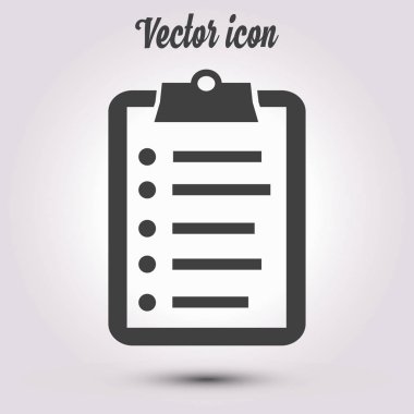 Listesi vektör simgesini denetleyin. Alışveriş listesi simgesi. Düz tasarım stili.