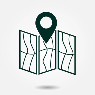 harita ve PIN, vektör çizim basit simgesi