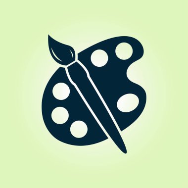 Boya fırça paleti simgesi ile. Düz tasarım stili.