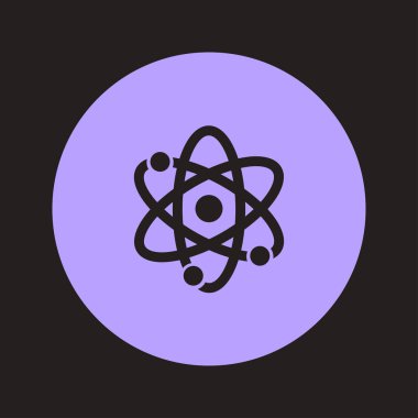Atom işareti simgesi. Atom bölümü simgesi. Düz tasarım stili.
