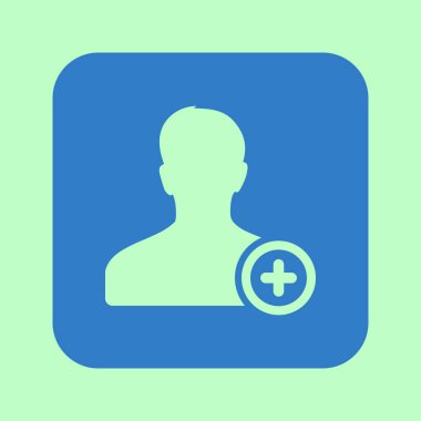 Kullanıcı işareti simgesi ekleyin. Arkadaş simgesi eklemek. Düz tasarım stili.