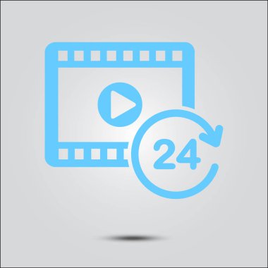 Streaming video sembolü. Film galası. Canlı video takvimi.