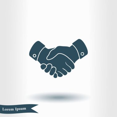 El sıkışma işareti simgesi. Başarılı iş sembolü. Düz tasarım stili.