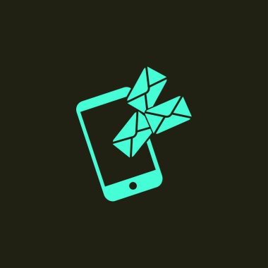 Akıllı telefon e-posta veya sms simgesi. Mobil posta işareti simgesi.