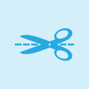 Makas ile kesme hatları simgesi. Rozet yer kesme.