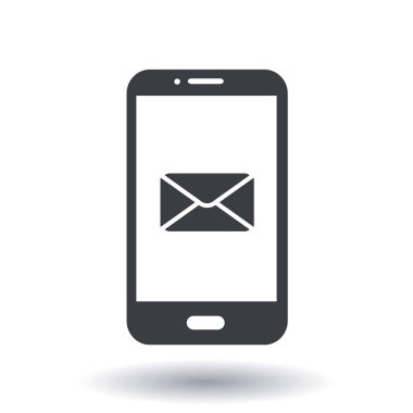 Akıllı telefon e-posta veya sms simgesi. Mobil posta işareti simgesi.