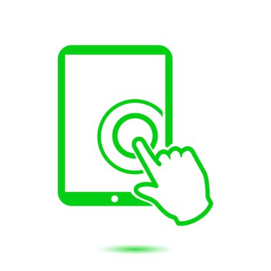 Değmek perde tablet Pc işareti simgesi. El işaretçi simgesi. 