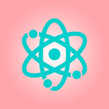 Atom işareti simgesi. Atom bölümü simgesi. Düz tasarım stili.