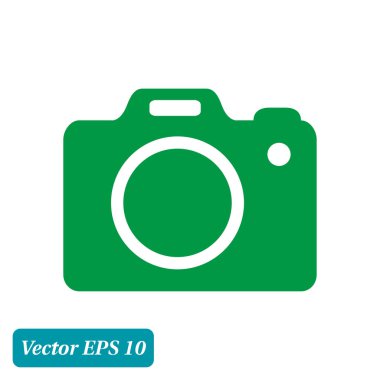 Fotoğraf kamera simgesi. DSLR kamera işareti simgesi. Dijital fotoğraf makinesi. Düz tasarım stili. 