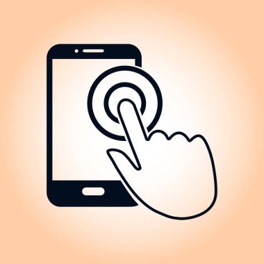 Dokunmatik ekran smartphone işareti simgesi. El işaretçi simgesi. Düz tasarım stili. Vektör Eps 10.