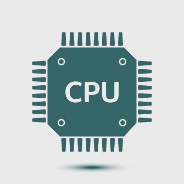 Devre kartı simgesi. Teknoloji düzeni kare simgesi. Düz tasarım stili.