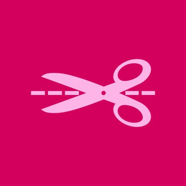 Makas ile kesme hatları simgesi. Rozet yer kesme.