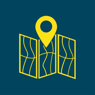 harita ve PIN, vektör çizim basit simgesi