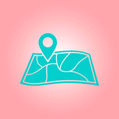 harita ve PIN, vektör çizim basit simgesi