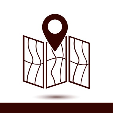 harita ve PIN, vektör çizim basit simgesi