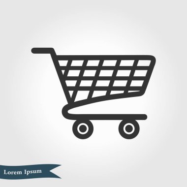 Grafik alışveriş düz simgesi. Bir ürünü Sepete Ekle.