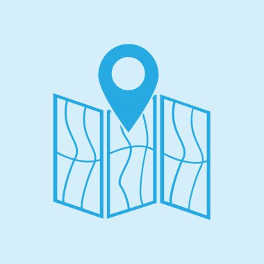 harita ve PIN, vektör çizim basit simgesi