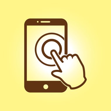 Dokunmatik ekran smartphone işareti simgesi. El işaretçi simgesi. Düz tasarım stili. Vektör Eps 10.
