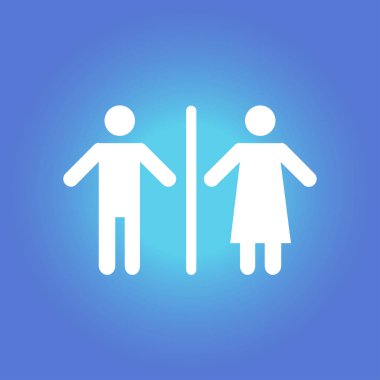 WC işareti simgesi. Erkek ve kadın tuvalet. Düz tasarım.