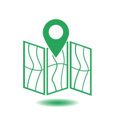 harita ve PIN, vektör çizim basit simgesi