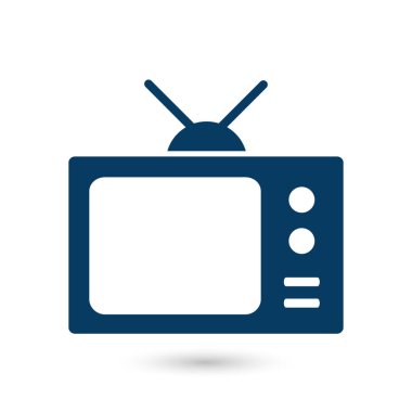 TV simgesi. Düz tasarım stili. Simge kitle iletişim araçları.  
