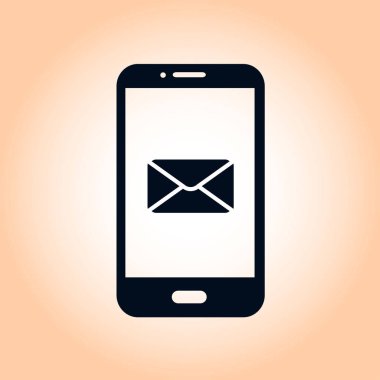 Akıllı telefon e-posta veya sms simgesi. Mobil posta işareti simgesi.