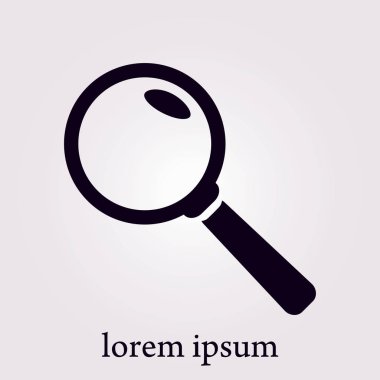 Büyüteç simgesi. Arama düğmesi. Büyüteç camı. Düz tasarım stili. 