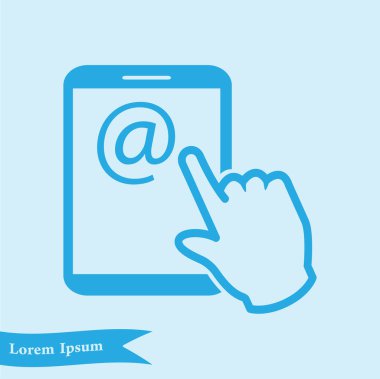Değmek perde tablet Pc işareti simgesi. El işaretçi simgesi. Posta ekran Tablet PC.