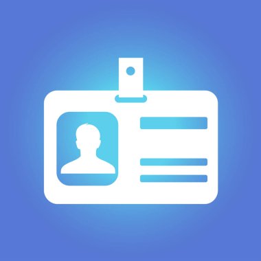 Kimlik kartı simgesi. Konferans katılımcı rozeti. Düz tasarım stili. 