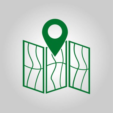 harita ve PIN, vektör çizim basit simgesi