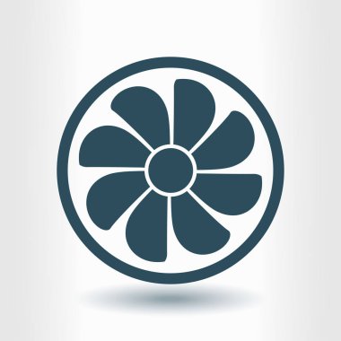 Egzoz fan simge. Vantilatör sembolü. Düz tasarım stili.