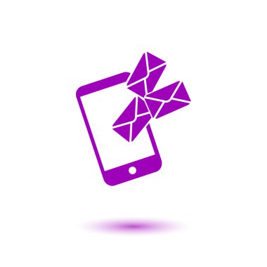 Akıllı telefon e-posta veya sms simgesi. Mobil posta işareti simgesi.