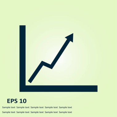 İş grafiği. Infographic. Grafik simgesini. Büyüyen grafik erkek. Düz tasarım stili.