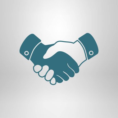 El sıkışma işareti simgesi. Başarılı iş sembolü. Düz tasarım stili.