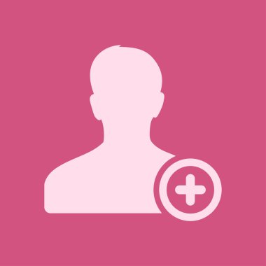 Kullanıcı işareti simgesi ekleyin. Arkadaş simgesi eklemek. Düz tasarım stili.