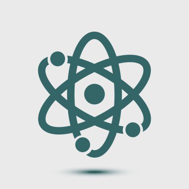 Atom işareti simgesi. Atom bölümü simgesi. Düz tasarım stili.