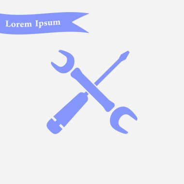 Onarım simgesi. Hizmet sembolü. Araçlar singn. Düz tasarım stili.