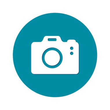 Fotoğraf kamera simgesi. DSLR kamera işareti simgesi. Dijital fotoğraf makinesi. Düz tasarım stili. 