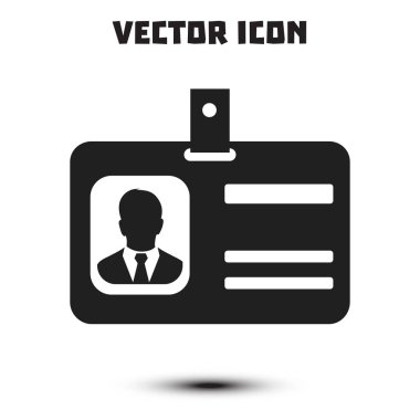 Kimlik kartı simgesi. Konferans katılımcı rozeti. Düz tasarım stili. 