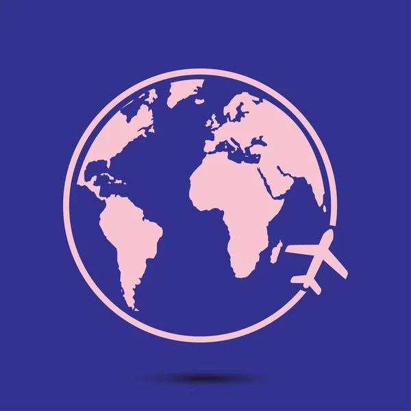 Icono Del Avión Viaje Viaje Alrededor Del Mundo Estilo Diseño — Vector de stock